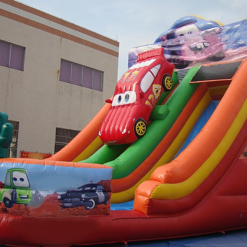 Outdoor Customized Cars Inflatable Games Double Lane Inflatable Slide for Party Air Blower 8*6*6m or Customized Size 1 Piece