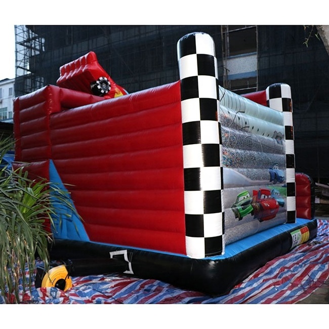 Red car theme 5 x 5 x 4m inflatable bouncer jumping bouncy house slide combo slide for amusement park