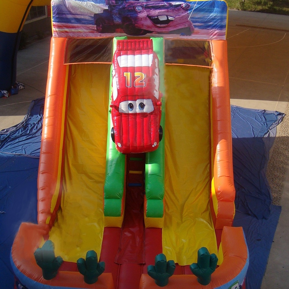 Outdoor Customized Cars Inflatable Games Double Lane Inflatable Slide for Party Air Blower 8*6*6m or Customized Size 1 Piece