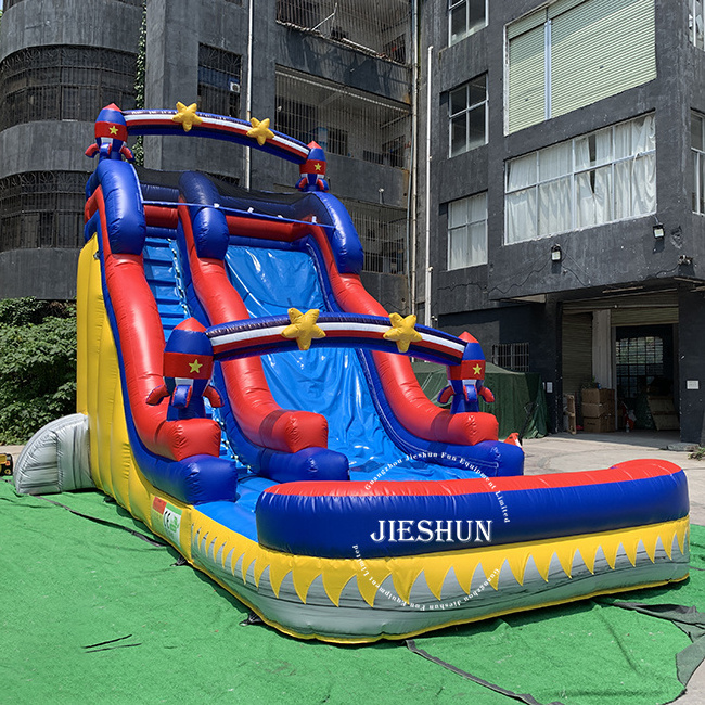 Outdoor Large 20ft Inflatable Star Slide Commercial Kids Funny Inflatable Rocket Theme Water slide for sale