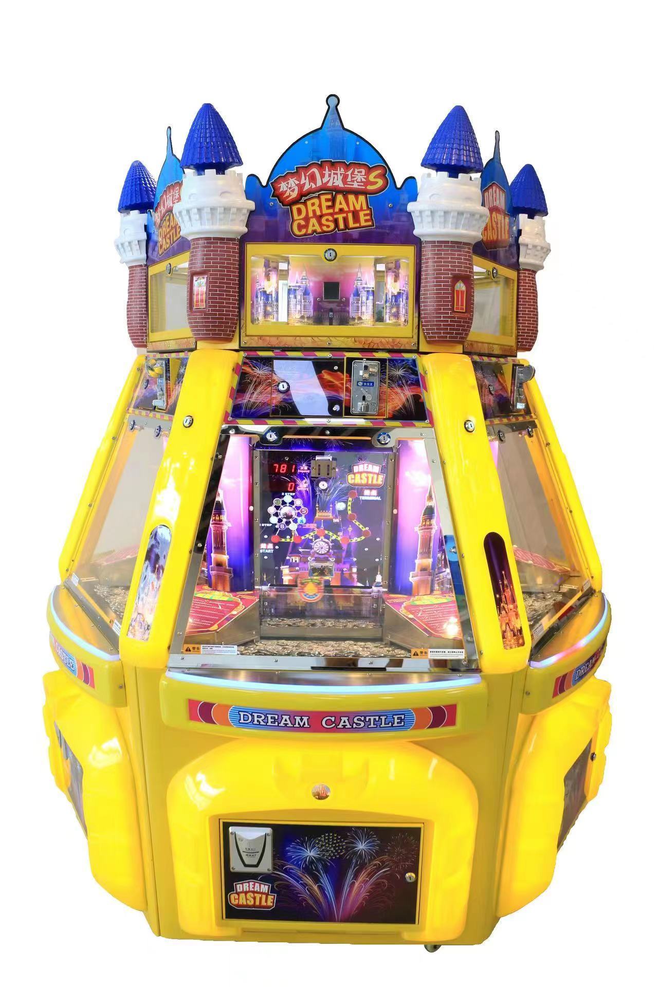 Dream Castle 4-Player Claw Crane Game Machine Coin Operated with Pusher Feature for Kids 3-8 Years Old