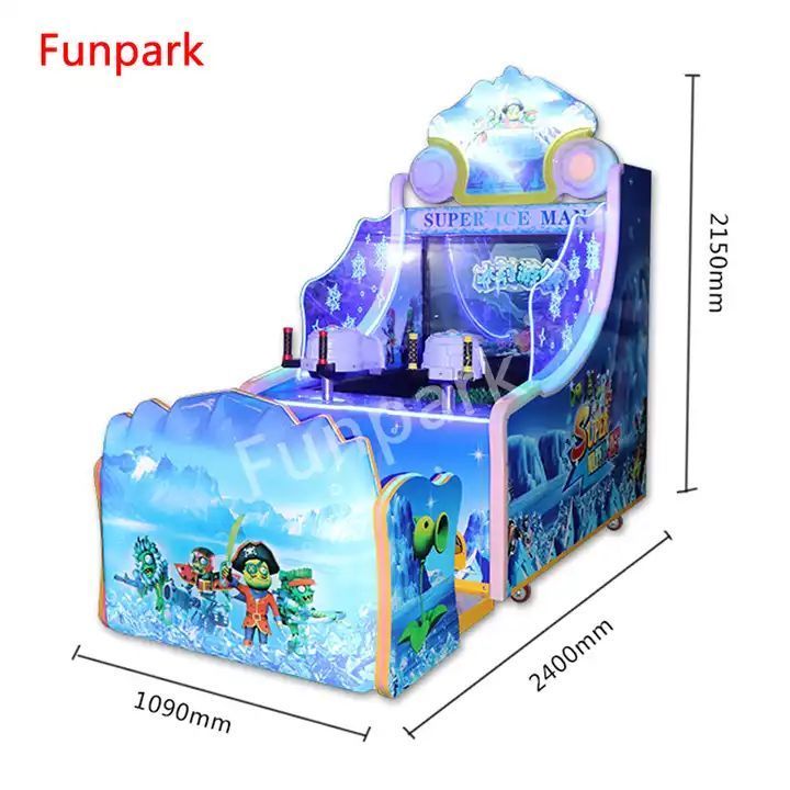 Indoor Sport Amusement Coin Operated Games Super Ice Man Water Shooting Machine 2 Players Gun Zombie Water Shooting Arcade Games