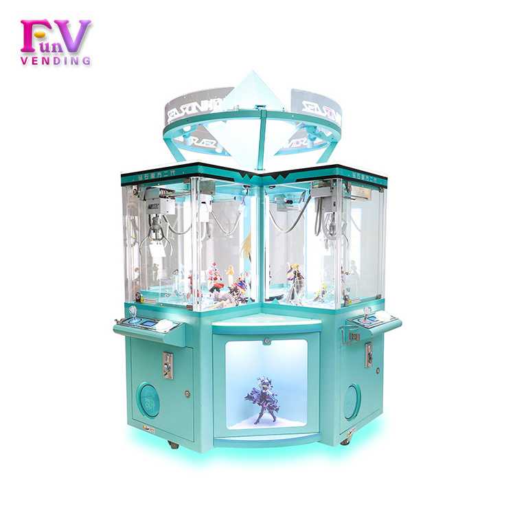 2021 crane Skewb Diamond Claw Machine 4 Players human game coin operated games customization for amusement park