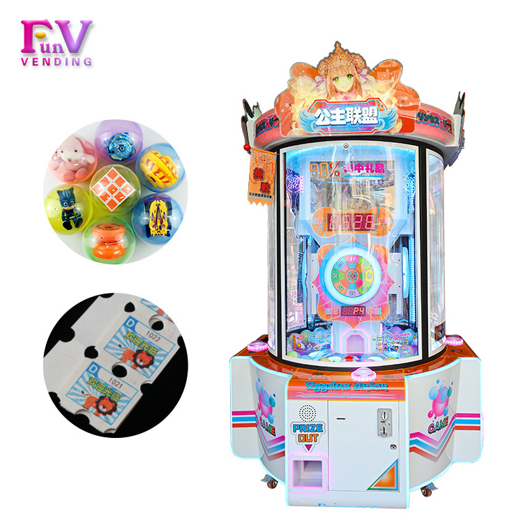 Coin Operated Indoor Prize Gift toy Ticket Redemption Lottery Shooting Gachapon Capsule Game vending Machine For Children