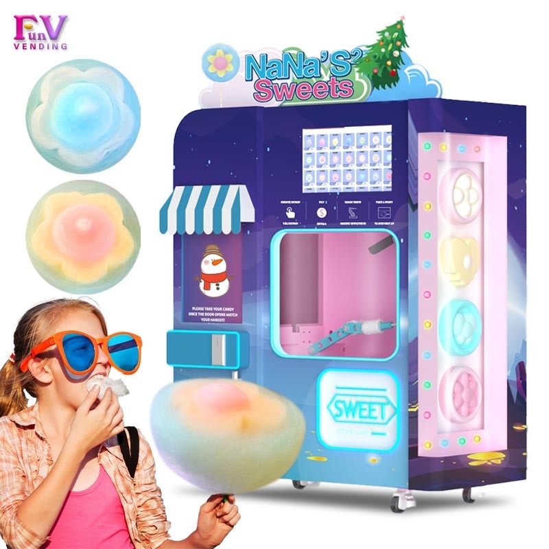 China Factory Direct Earn Money Commercial kids pink Automatic Cotton Floss Candy Vending Machine Robot For Sell party