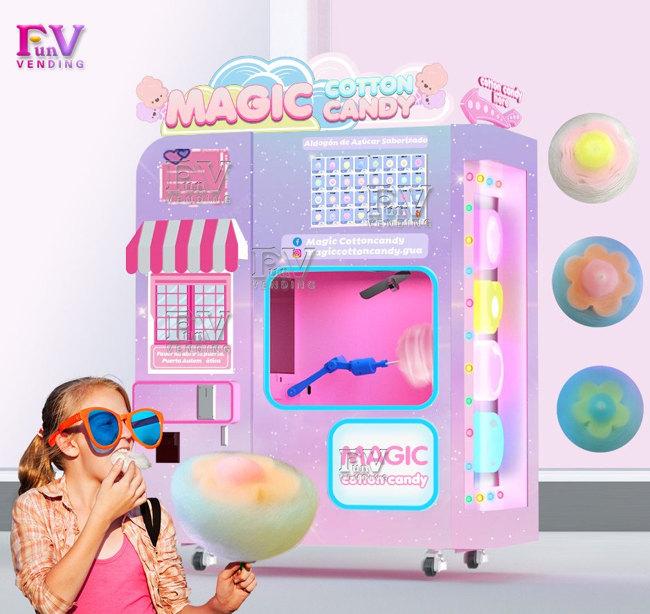 Coin-operated book card swiping banknote type customizable cotton candy automatic floss machine