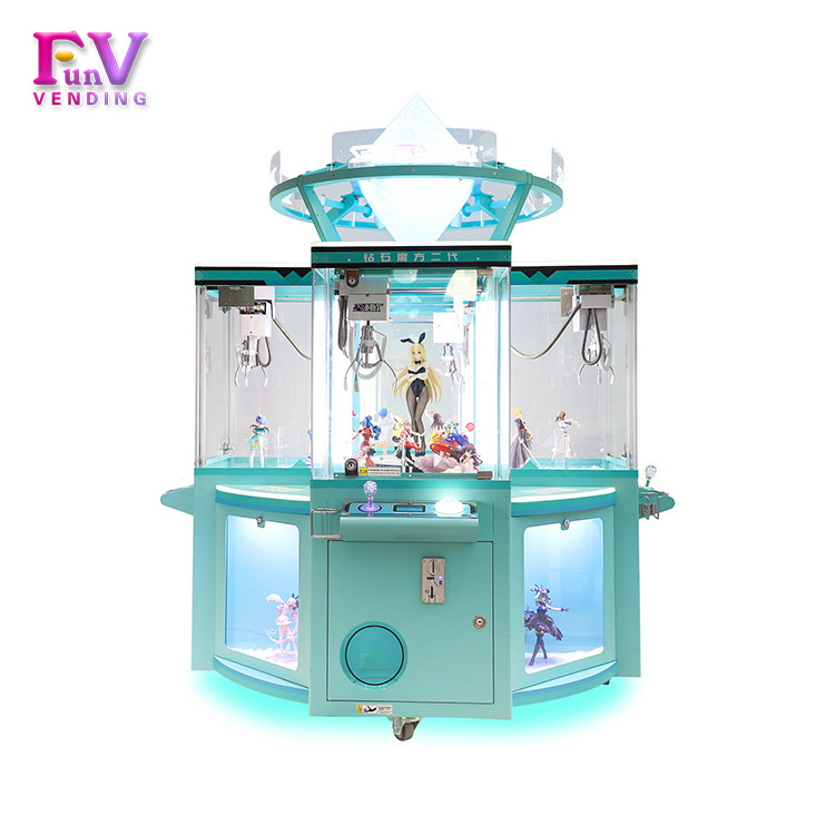 2021 crane Skewb Diamond Claw Machine 4 Players human game coin operated games customization for amusement park