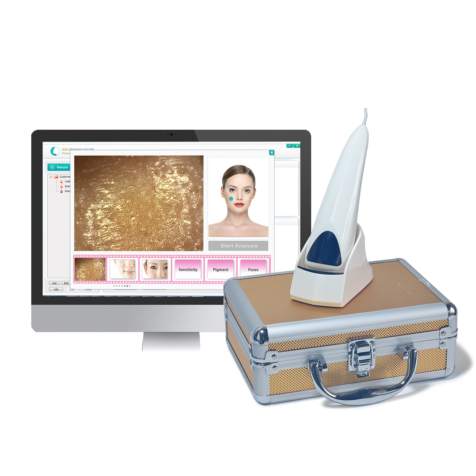 USB connective with report and before after compare 3d visia skin analysis machine for beauty salon and cosmetics chains