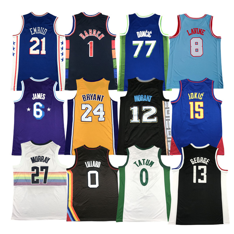 2023 Wholesale Ja Morant 12 Bryant 24 James 23 6 LaMelo Ball 1 Steph Curry 30 Kevin Durant 35 Stitch Basketball Jerseys For Men