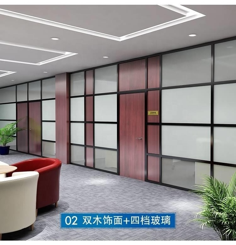 Office movable folding glass partition wall aluminum frame soundproof door