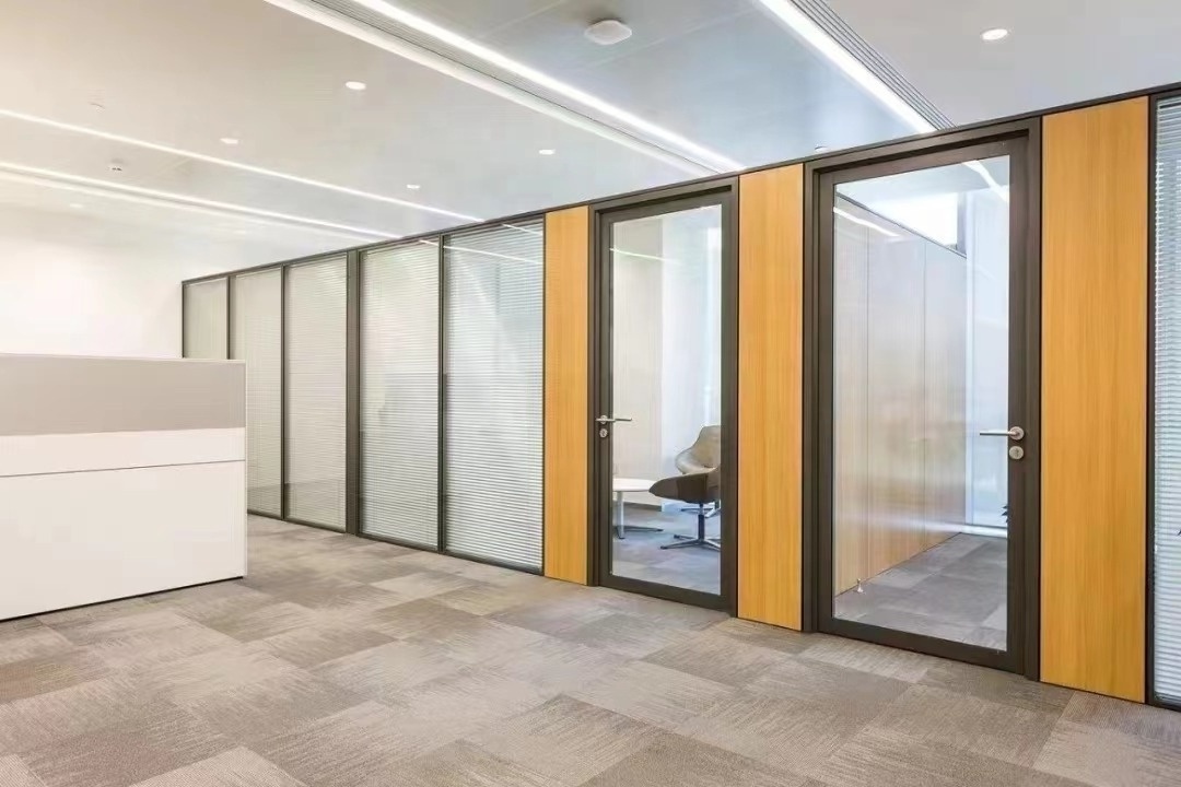 Office movable sliding folding glass partition wall silent trackless