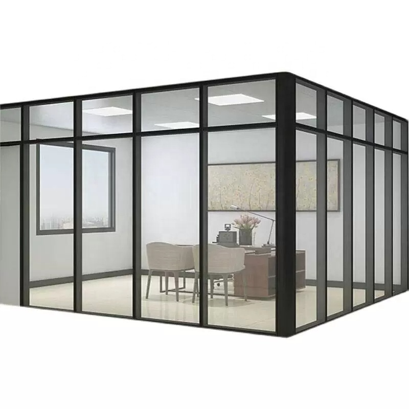 Office movable folding glass partition wall aluminum frame soundproof door