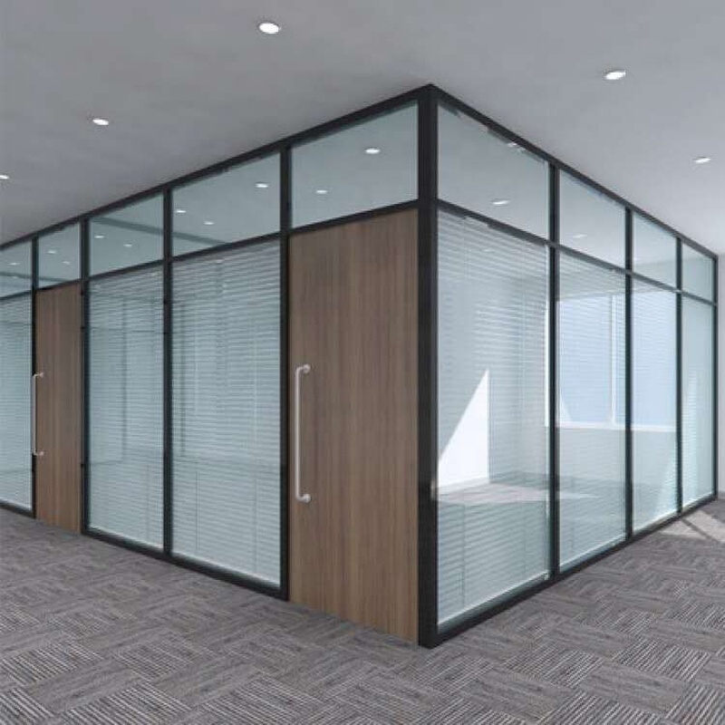 Office movable sliding folding glass partition wall silent trackless