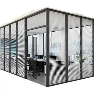 Office movable folding glass partition wall aluminum frame soundproof door