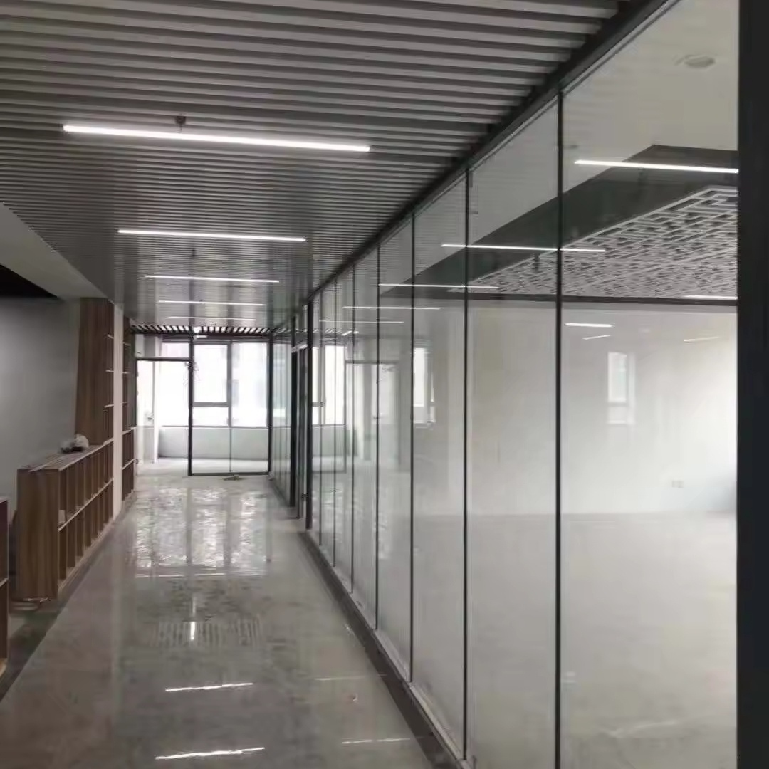 Office movable sliding folding glass partition wall silent trackless