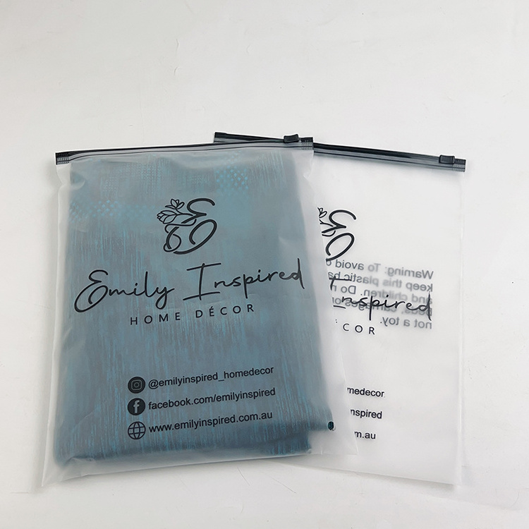 Free Design Custom Printing Biodegradable Slider Zip Lock Matte Eva/Pvc Frosted T-Shirt Packaging Zipper Plastic Bag For Hoodies