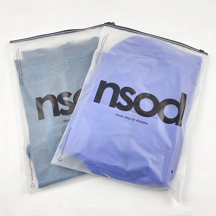 wholesale Custom printing Eva Poly Zipper Lock Frosted Plastic Packaging zipper Bag For Clothes