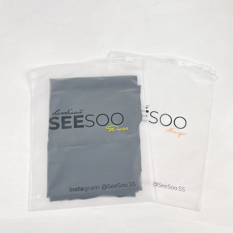 Hot sale  Biodegradable Resealable Slider Zip Lock Frosted Eva Sock Apparel  Hoodies Packaging Zipper Bag With Logo