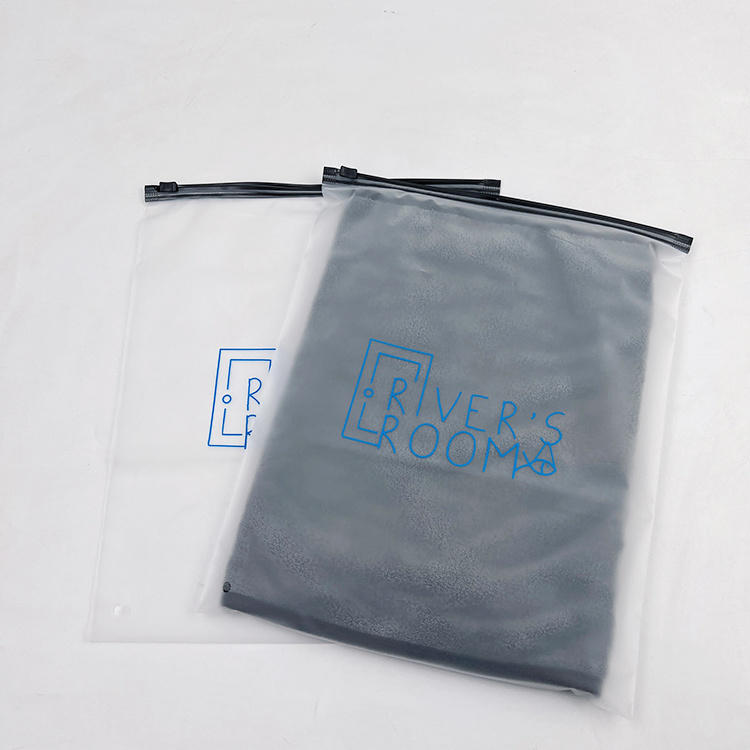 High Quality Custom Hoodies Packaging Zip Lock Bag Transparent Frosted PVC Zipper Poly Bag For Swimsuit Packaging With Logo