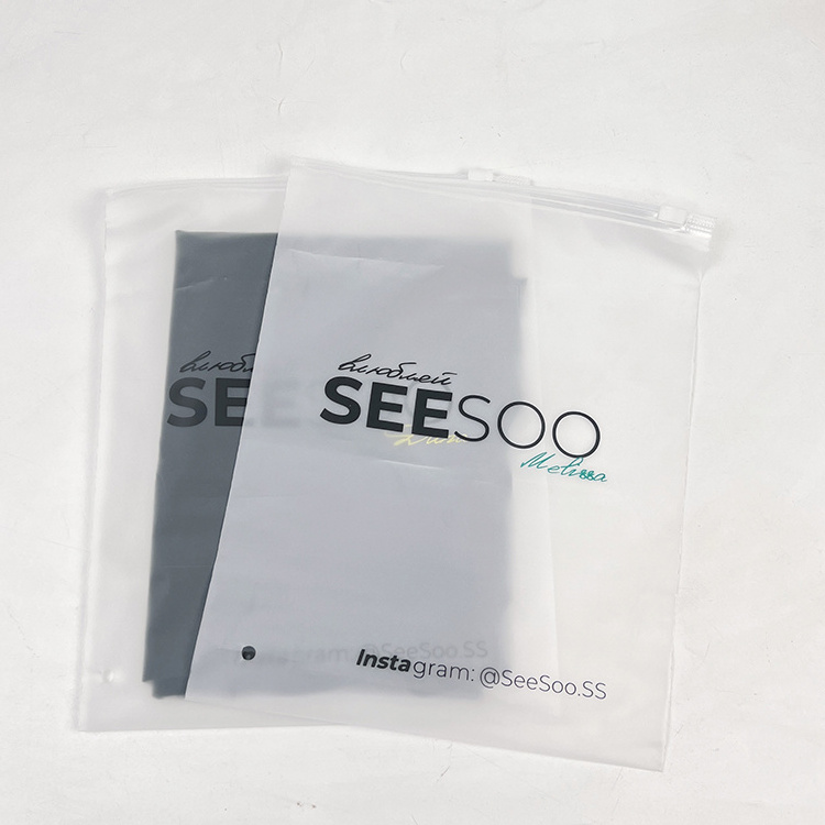 Hot sale  Biodegradable Resealable Slider Zip Lock Frosted Eva Sock Apparel  Hoodies Packaging Zipper Bag With Logo