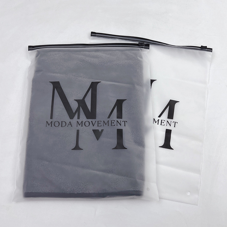 High Quality Custom Hoodies Packaging Zip Lock Bag Transparent Frosted PVC Zipper Poly Bag For Swimsuit Packaging With Logo