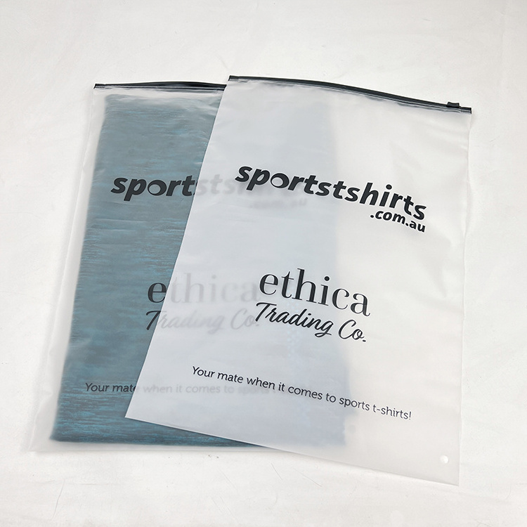 Factory Outlet Custom Waterproof Matte Frosted Plastic T Shirt Packaging Zipper Bags Shipping Bags For Clothing