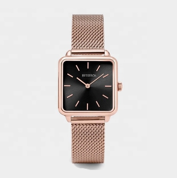 Warehouse price custom watch design 316L stainless steel women watch private label  quartz Japan movt square watch for ladies