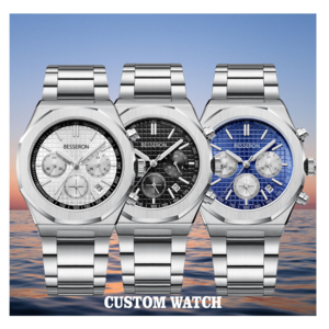 Custom logo watch fashion designs oem logo sport stainless steel chronograph watches for men luxury