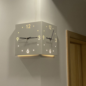 simple double-sided clock iron digital hollowed out double-sided hanging clock