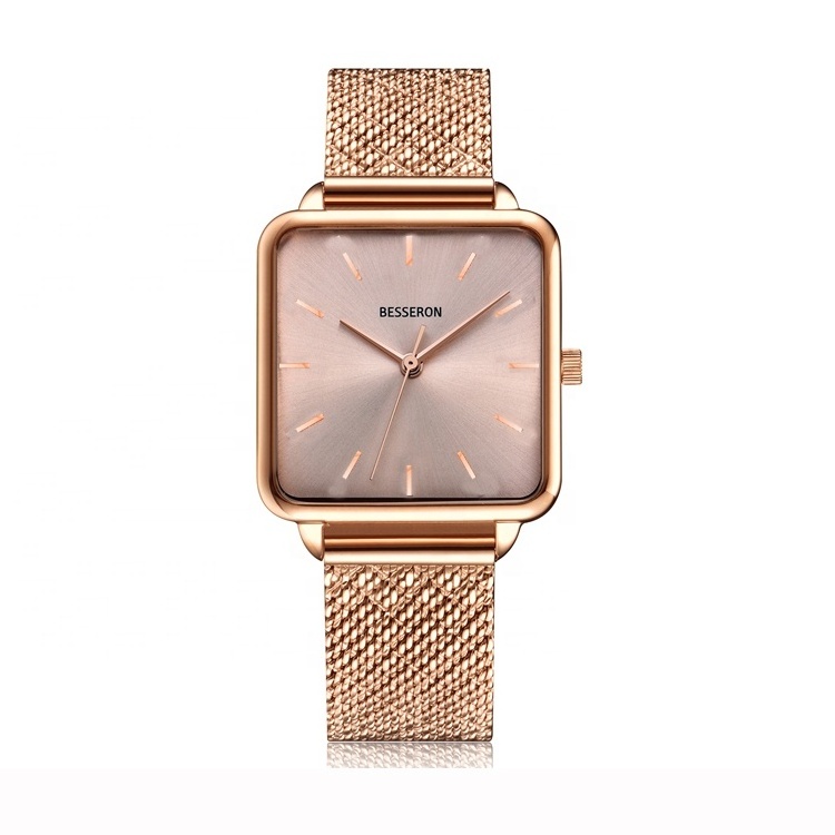 Warehouse price custom watch design 316L stainless steel women watch private label  quartz Japan movt square watch for ladies