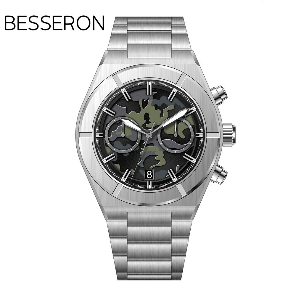 BESSERON OEM fashion men watches classic big dial stainless steel back 5atm water resistant sr626sw japan movt quartz watches