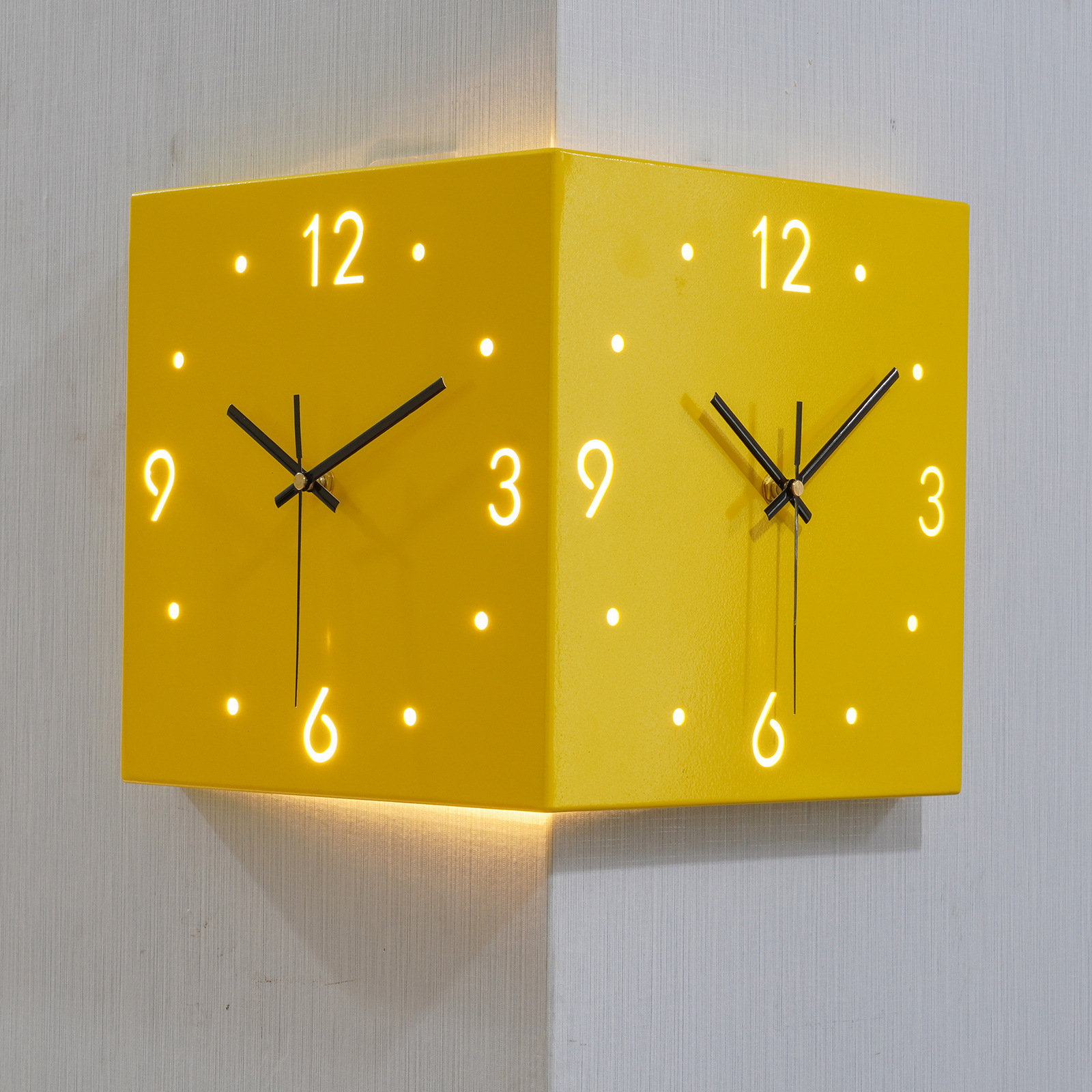 simple double-sided clock iron digital hollowed out double-sided hanging clock