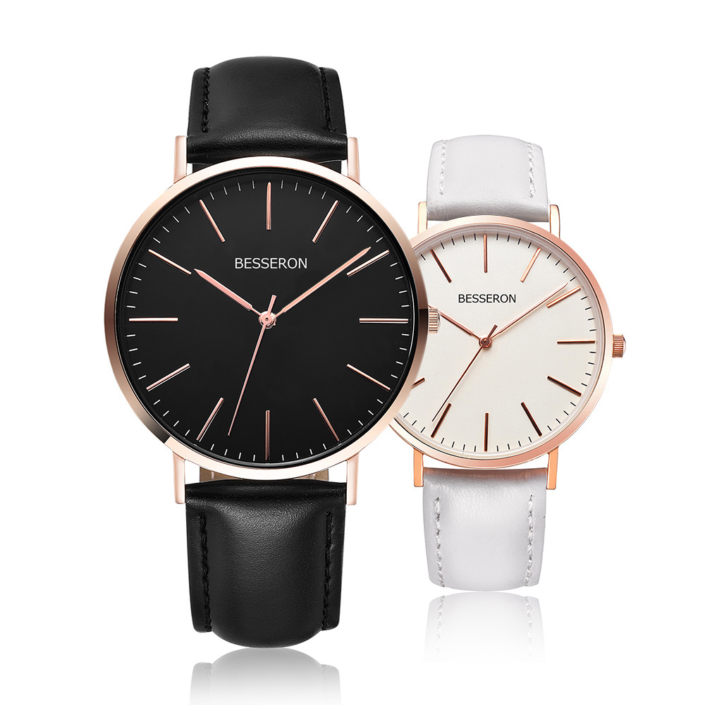 Popular style Minimalist couples watches stainless steel case lovers watches 40mm japan movement quartz watch