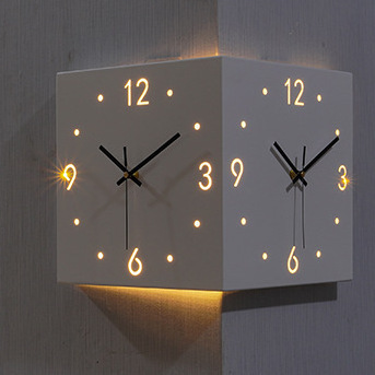 simple double-sided clock iron digital hollowed out double-sided hanging clock