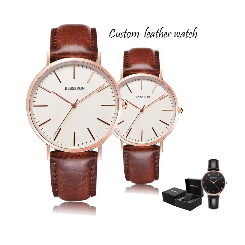 Popular style Minimalist couples watches stainless steel case lovers watches 40mm japan movement quartz watch