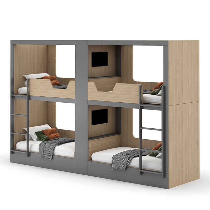 Durable steel fashion capsule bunk bed double decker space bunk bed with curtain for hotel youth hostel