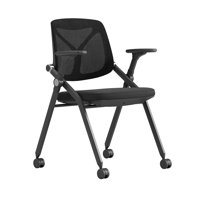 Low MOQ school furniture student training chair study office mesh folding training chair with writing pad