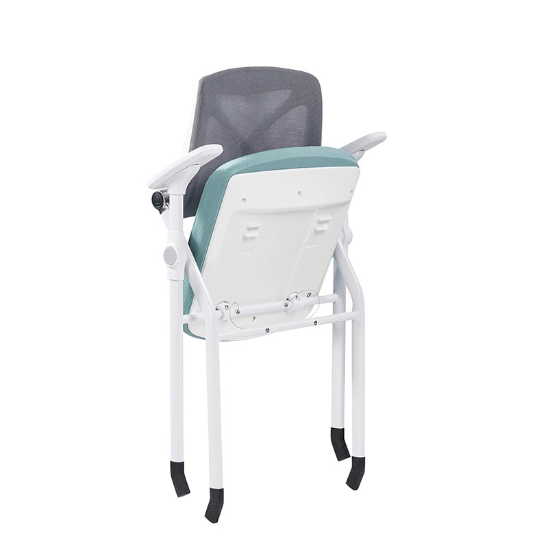 Low MOQ school furniture student training chair study office mesh folding training chair with writing pad