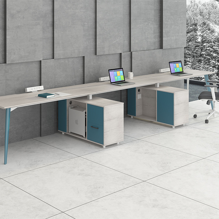 3 Cubicle 120 Degree Partition Office Desk 3 Seater  Workstation with Mobile Cabinet