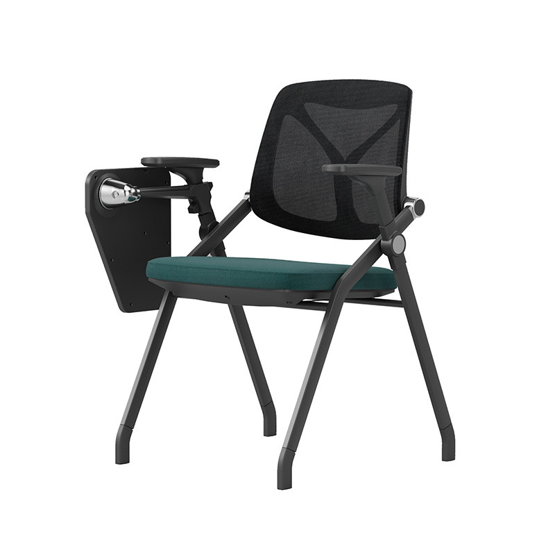 Low MOQ school furniture student training chair study office mesh folding training chair with writing pad