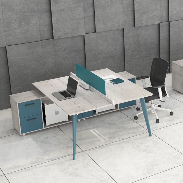 3 Cubicle 120 Degree Partition Office Desk 3 Seater  Workstation with Mobile Cabinet