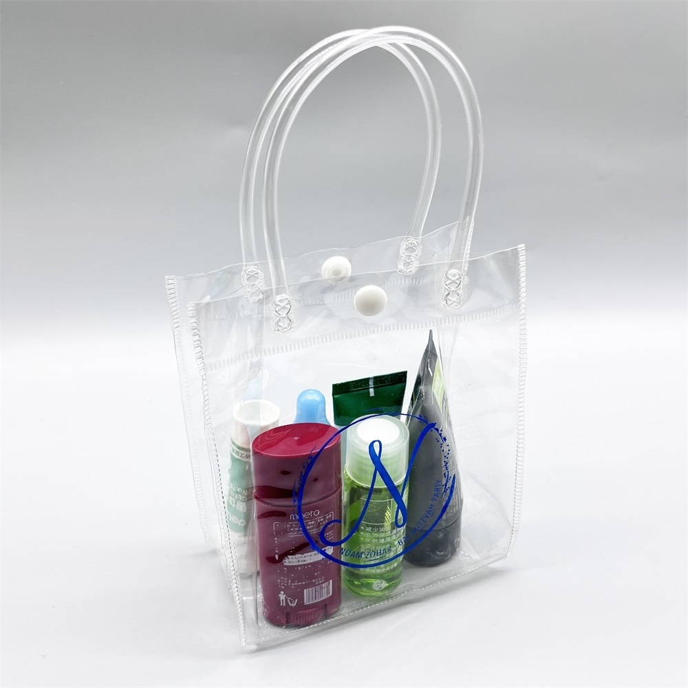 10 Moq Wholesale Clear Pvc Packaging Travel Shopping Cosmetic Bag Customized Logo Transparent Large Pvc Transparent Tote Gifts B