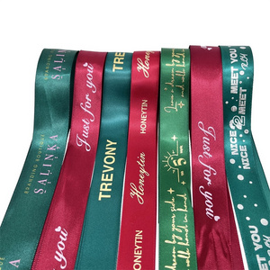 Wholesale Colorful Logo Printed Wired Edge Gift Ribbons Floral Satin Grosgrain Tape Decoration Christmas Custom Ribbon With Logo