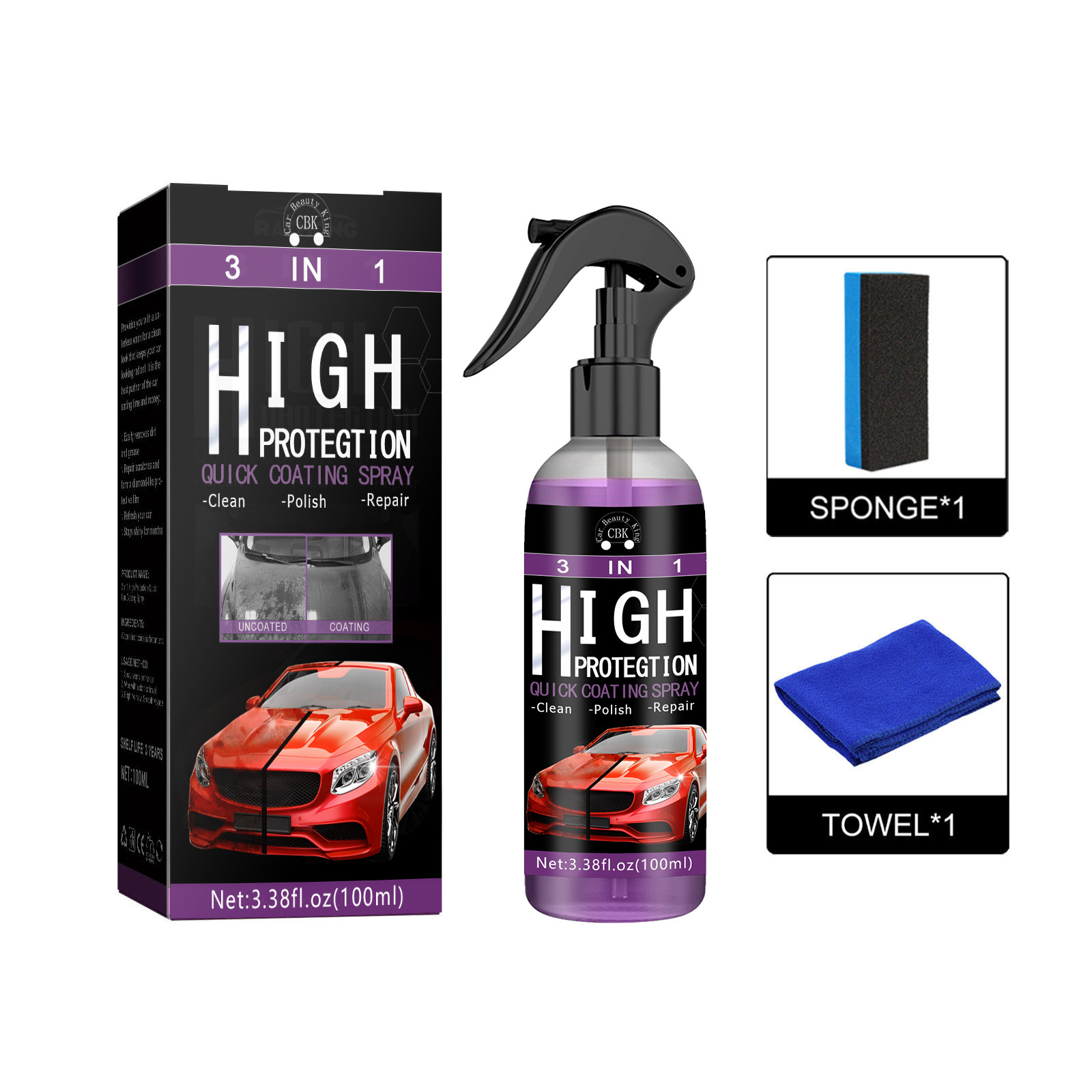 Coating Polishing Spraying Wax Forpolish Car Wash Fortify Quick Coat Polish & Sealer Car Nano Ceramic OEM C0686 100ML 3 in 1