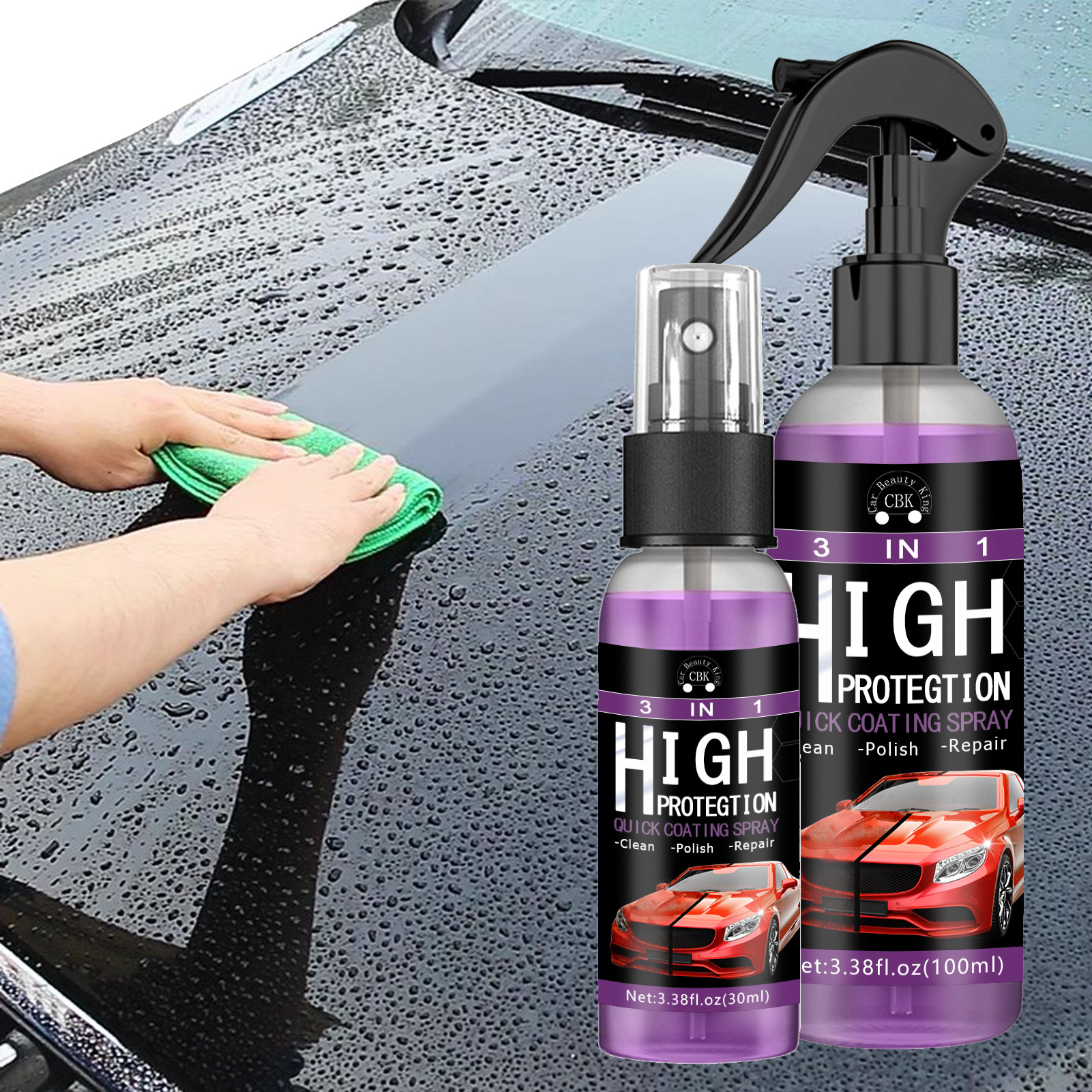 Coating Polishing Spraying Wax Forpolish Car Wash Fortify Quick Coat Polish & Sealer Car Nano Ceramic OEM C0686 100ML 3 in 1