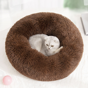 Bedding Manufacturer Fluffy Comfy Round plush New style Faux fur Cute princess Smart Calming Sofa Cat Luxury Dog Beds Pet bed