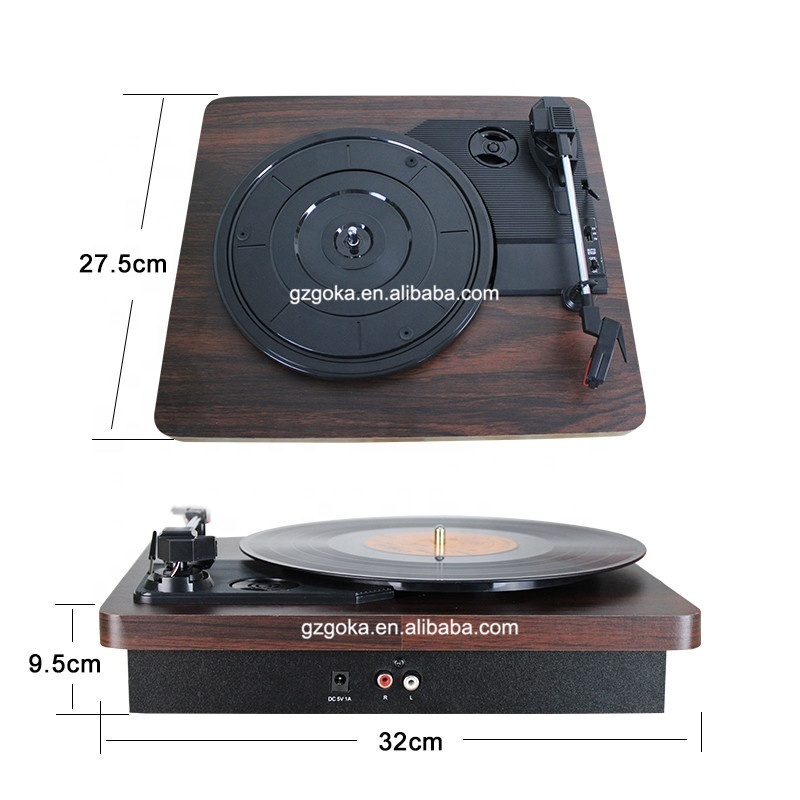 Antique gramophone turntable 3speeds record player disc vinyl audio with RCA R/L 3.5mm output