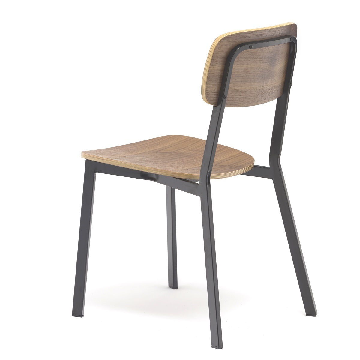 High Quality Modern Black Metal Frame Dining Chair Wooden Seat Steel Stackable Restaurant furniture Chairs