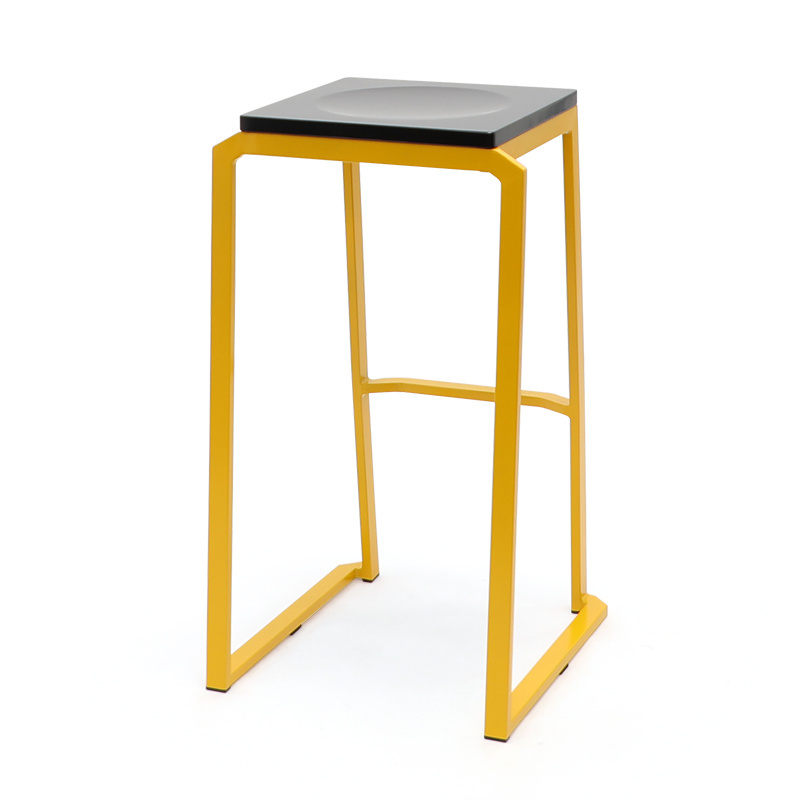 Modern Metal Bar Stool with Solid Wood Seat Restaurant High Chair for Bar Table Cafe Chairs