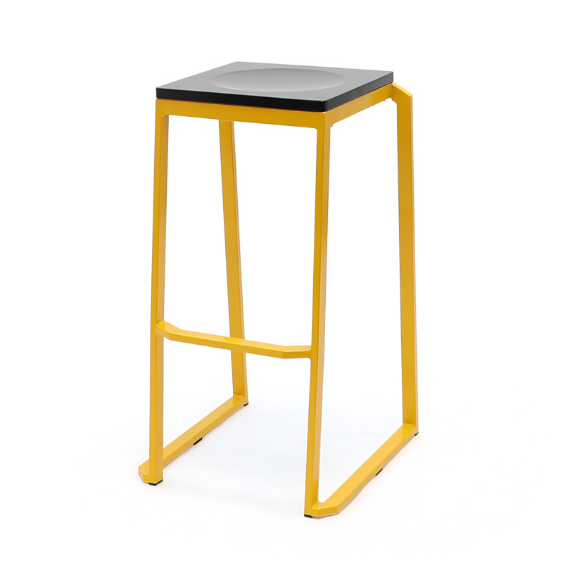 Modern Metal Bar Stool with Solid Wood Seat Restaurant High Chair for Bar Table Cafe Chairs